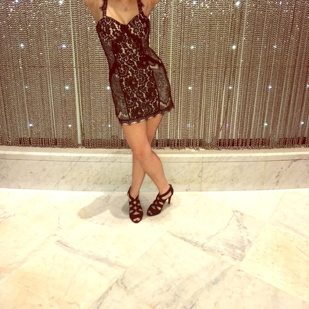 Black and nude lace dress